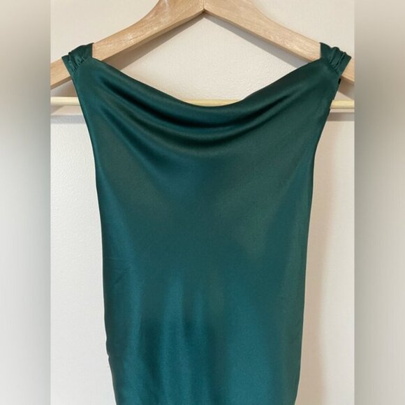 NEW Reformation Anaiis Long Silk Dress Forest Dark Green | US 0 UK 4 - Picture 12 of 15